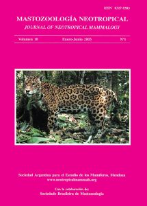 Cover of Mastozoología Neotropical Vol. 10 No. 1