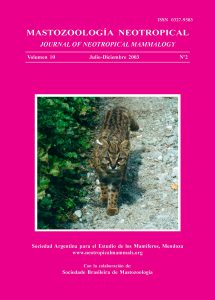 Cover of Mastozoología Neotropical Vol. 10 No. 2