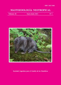 Cover of Mastozoología Neotropical Vol. 20 No. 1