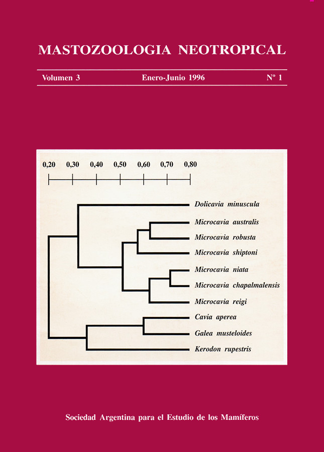 Cover of Mastozoología Neotropical Vol. 3 No. 1