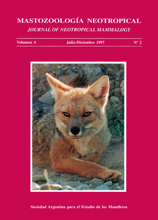 Cover of Mastozoología Neotropical Vol. 4 No. 2