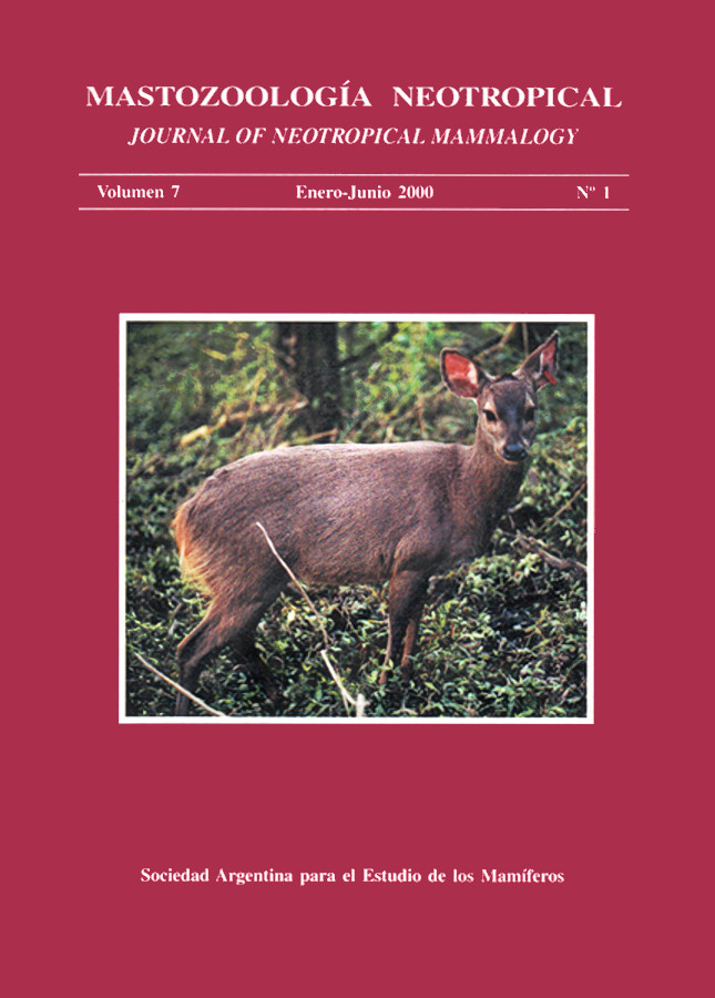 Cover of Mastozoología Neotropical Vol. 7 No. 1