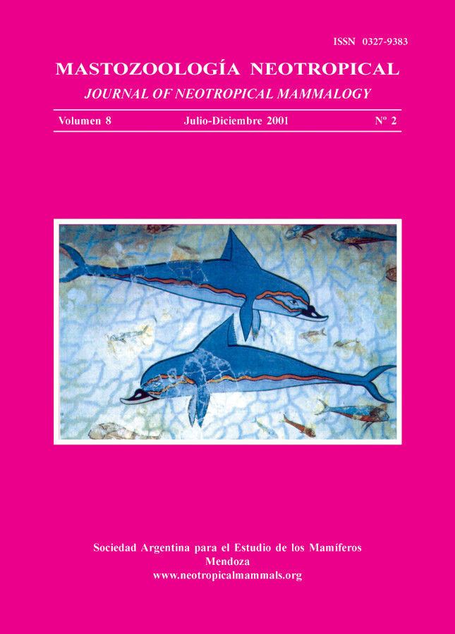Cover of Mastozoología Neotropical Vol. 8 No. 2
